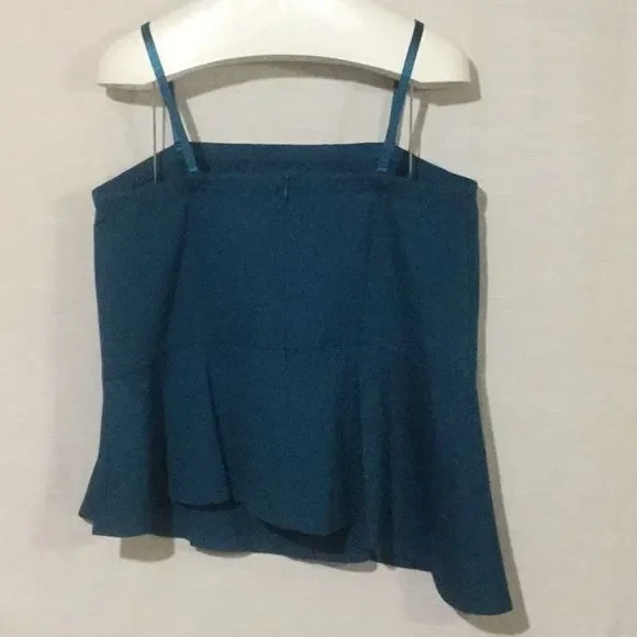 Lane Bryant Sleeveless Peplum Teal Top with Adjustable Straps - Picture 2 of 3